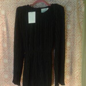 NEW! RÓHE Black Plissé-crepe Midi-Dress